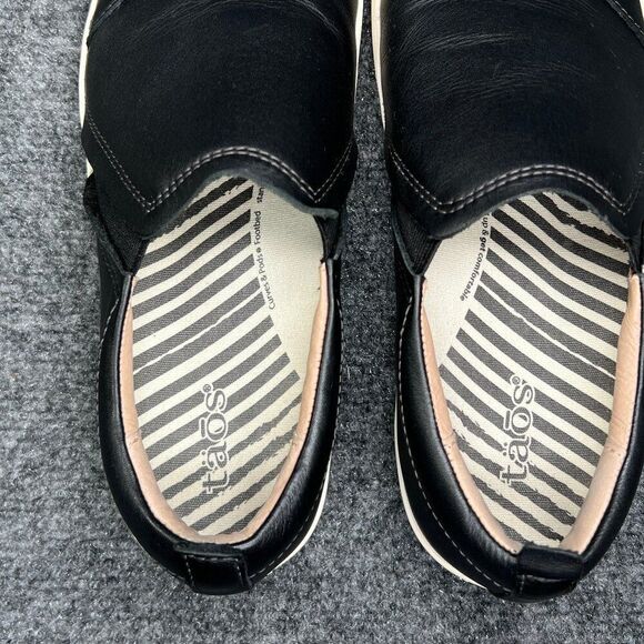 Taos Twin Gore Lux Slip On Sneakers Womens Size 7.5 Black Leather Comfort Loafer - Picture 10 of 13